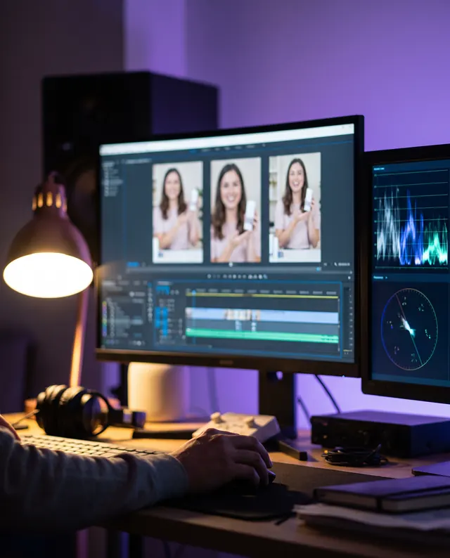 Editor cutting vertical clips from a live stream