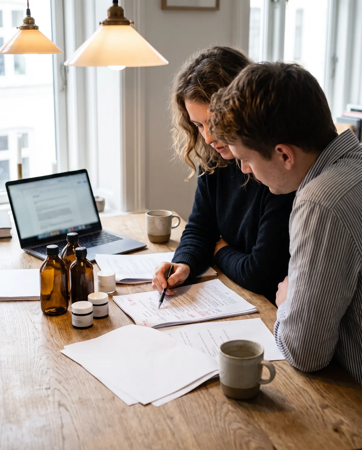 Host and producer reviewing a product script